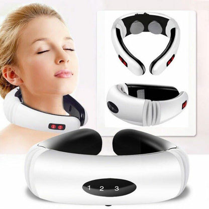 Electric Pulse Back and Neck Massager Far Infrared Heating Pain Relief Health Care Relaxation Tool Intelligent Cervical Massager