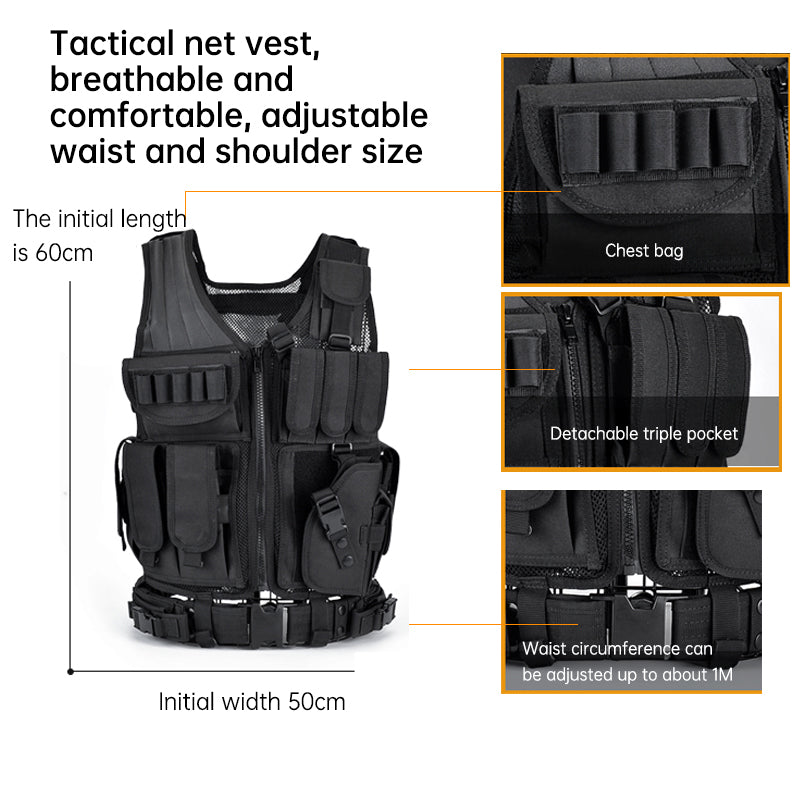 Wholesale Outdoor 6000D Nylon Multi-Pocket Gear Hunting Camouflage Breathable Training Equipment Tactical Grid Vest