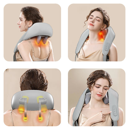 High battery life cervical spine massager neck trapezius muscle shoulder waist leg kneading hot compress massage shawl