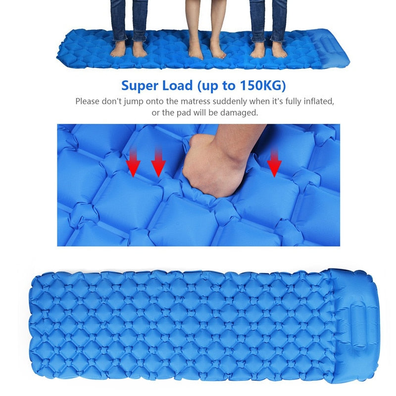 Outdoor Inflatable Sleeping Pad Inflatable Air Cushion Camping Mat with Pillow Air Mattress Sleeping Cushion Inflatable Sofa