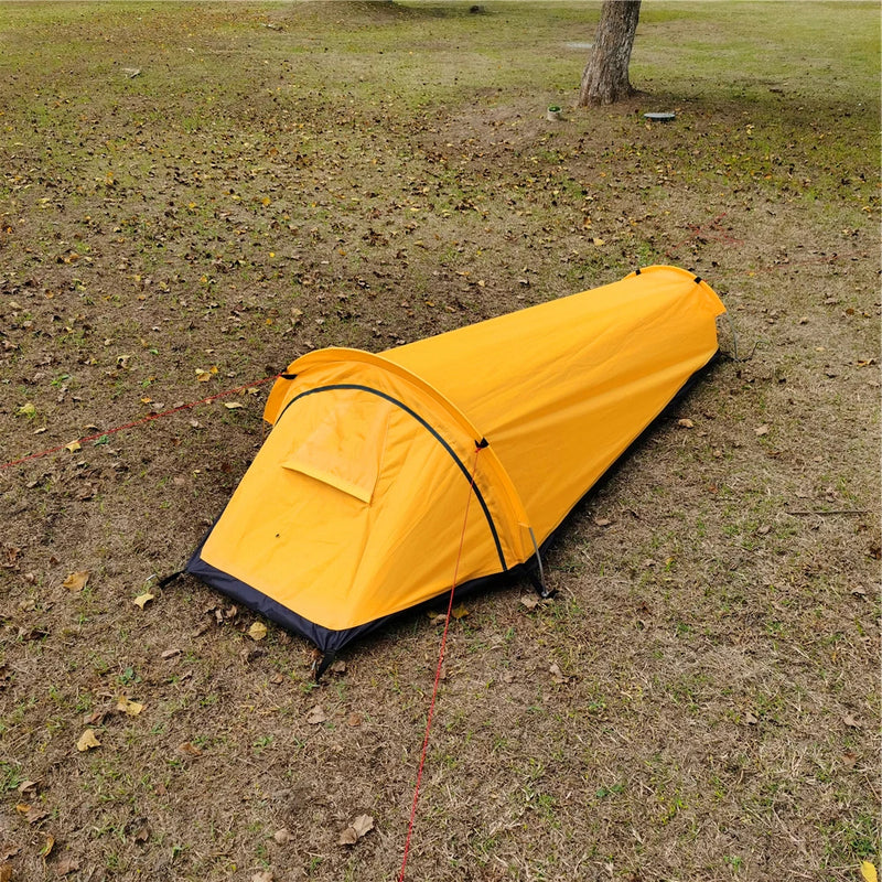 Camping Single Person Tent Ultralight Compact Outdoor Sleeping Bag Tent Larger Space Waterproof Backpacking Tent Cover Hiking