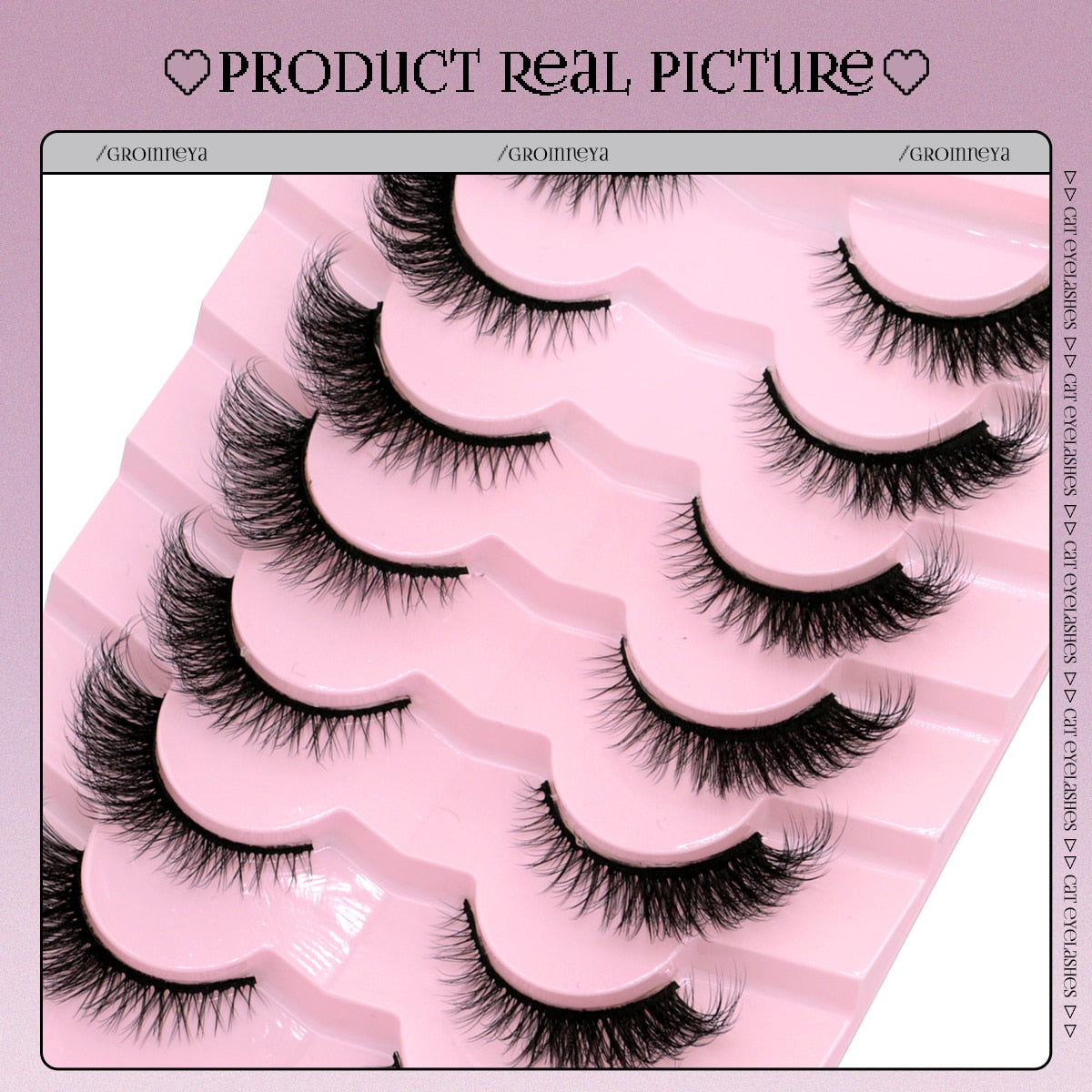 GROINNEYA Cat Eye Lashes Faux Mink Eyelashes