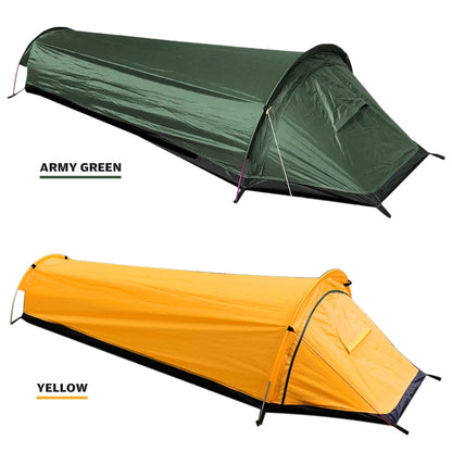 Camping Single Person Tent Ultralight Compact Outdoor Sleeping Bag Tent Larger Space Waterproof Backpacking Tent Cover Hiking