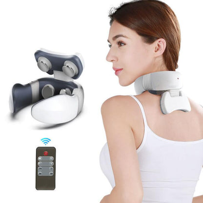 Magnetic Pulse Vibration Neck Massager for Pain Relief Health Care Relaxing Health Deep Tissue Cervical Massage Remote Control