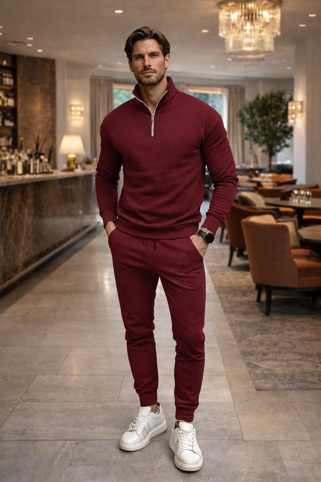 Zalantino Men’s Flex Set | Half-Zip Lounge