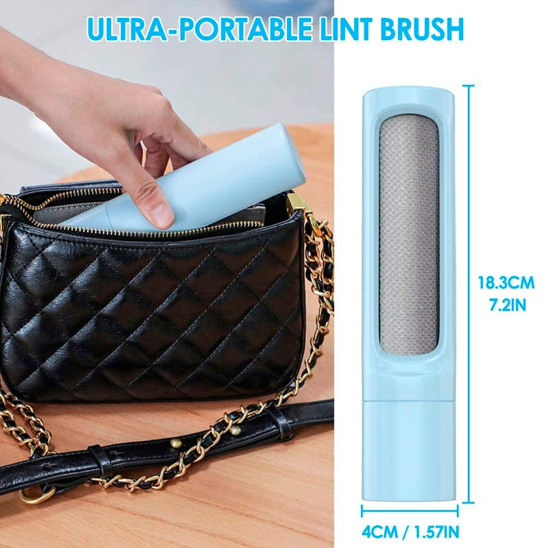 2-1 Reusable Pet Hair Remover Brush Lint Roller Self Cleaning Cat Dog Fur Hair Dust Removal Brush for Clothes Portable Effective