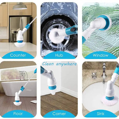 Turbo Scrub Cleaning Brush Cordless Chargeable Bathroom Cleaner with Extension Handle Adaptive Brush Tub