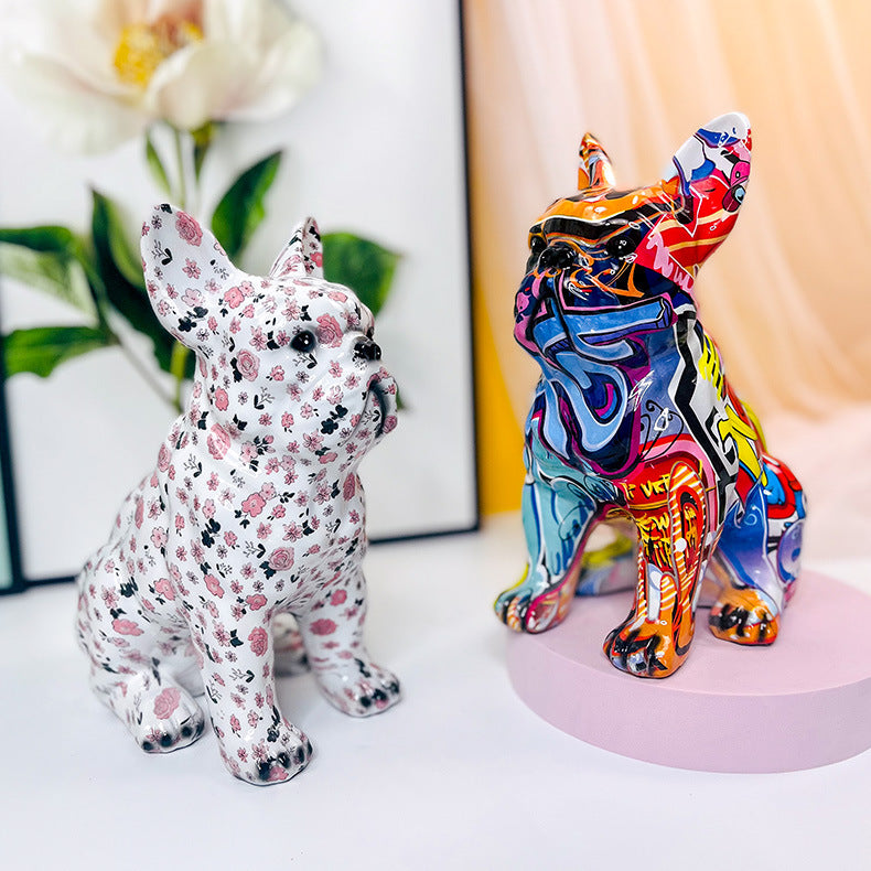 Creative Water Transfer Printing Light Luxury Home French Bulldog Decoration