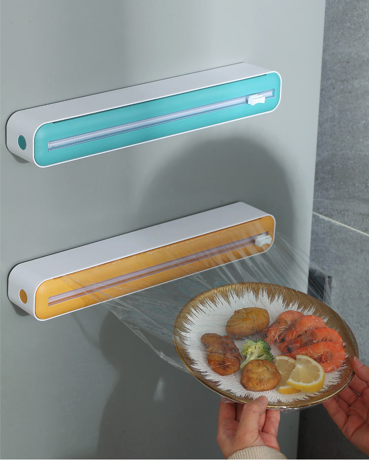 Cling Film Cutter Magnetic Suction Wall-mounted Kitchen Special Tearing Tin Paper Cling Film Box