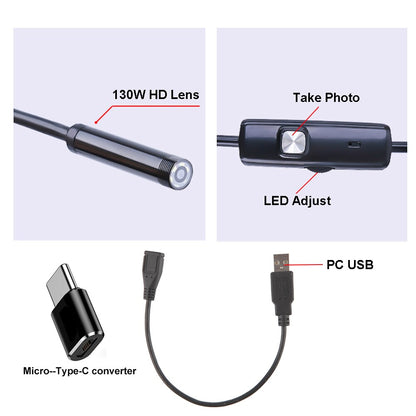 Waterproof 6 LEDS 7mm Android Type-C USB Inspection camera