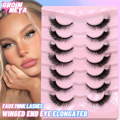 GROINNEYA Cat Eye Lashes Faux Mink Eyelashes