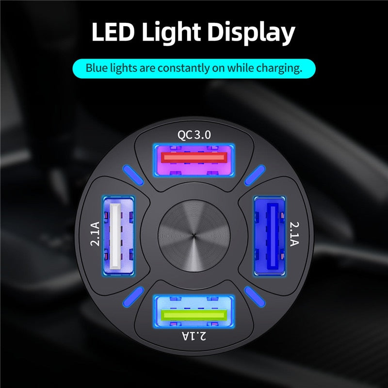 4 Ports USB Car Charge 48W Quick 7A Mini Fast Charging